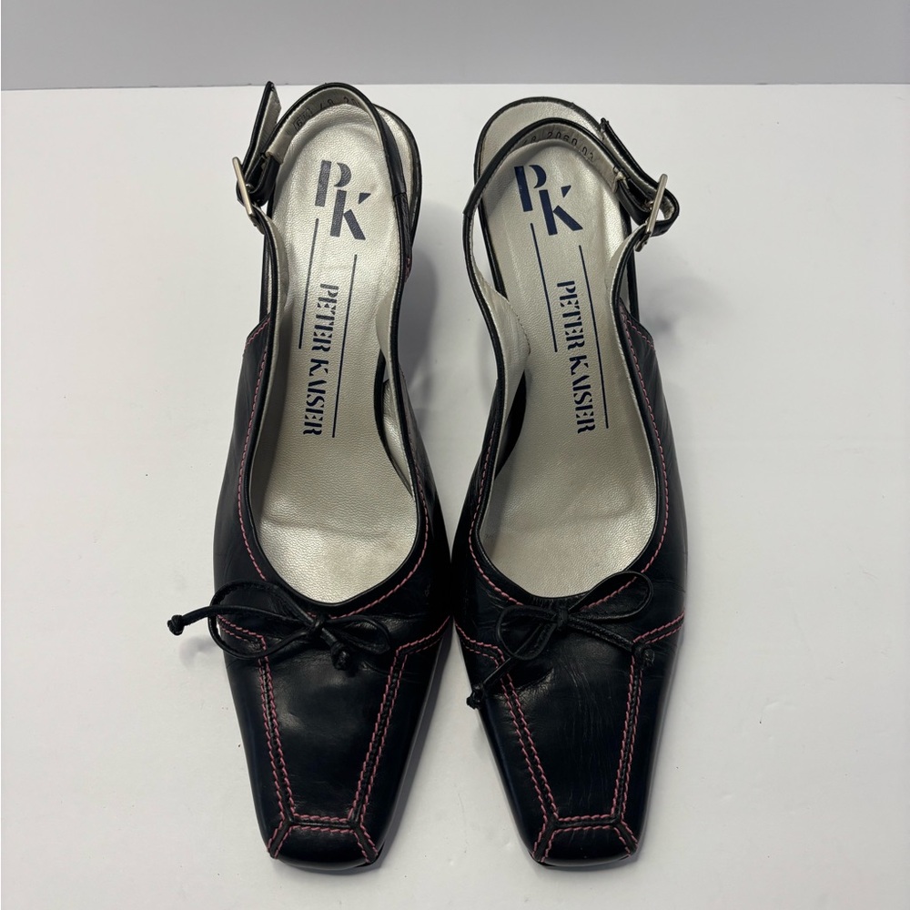 Peter Kaiser Black and Pink Slingback Heels